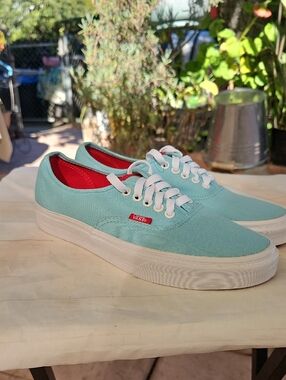 Vans Aqua Canvas Low-Top Sneakers with Red Lining